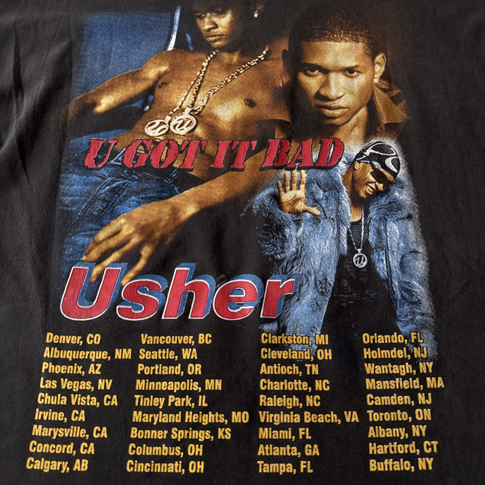 VTG Usher Rap Tee Shirt Black Size M-L Hip Hop R&B U got it Bad Y2K 21×27 Rare