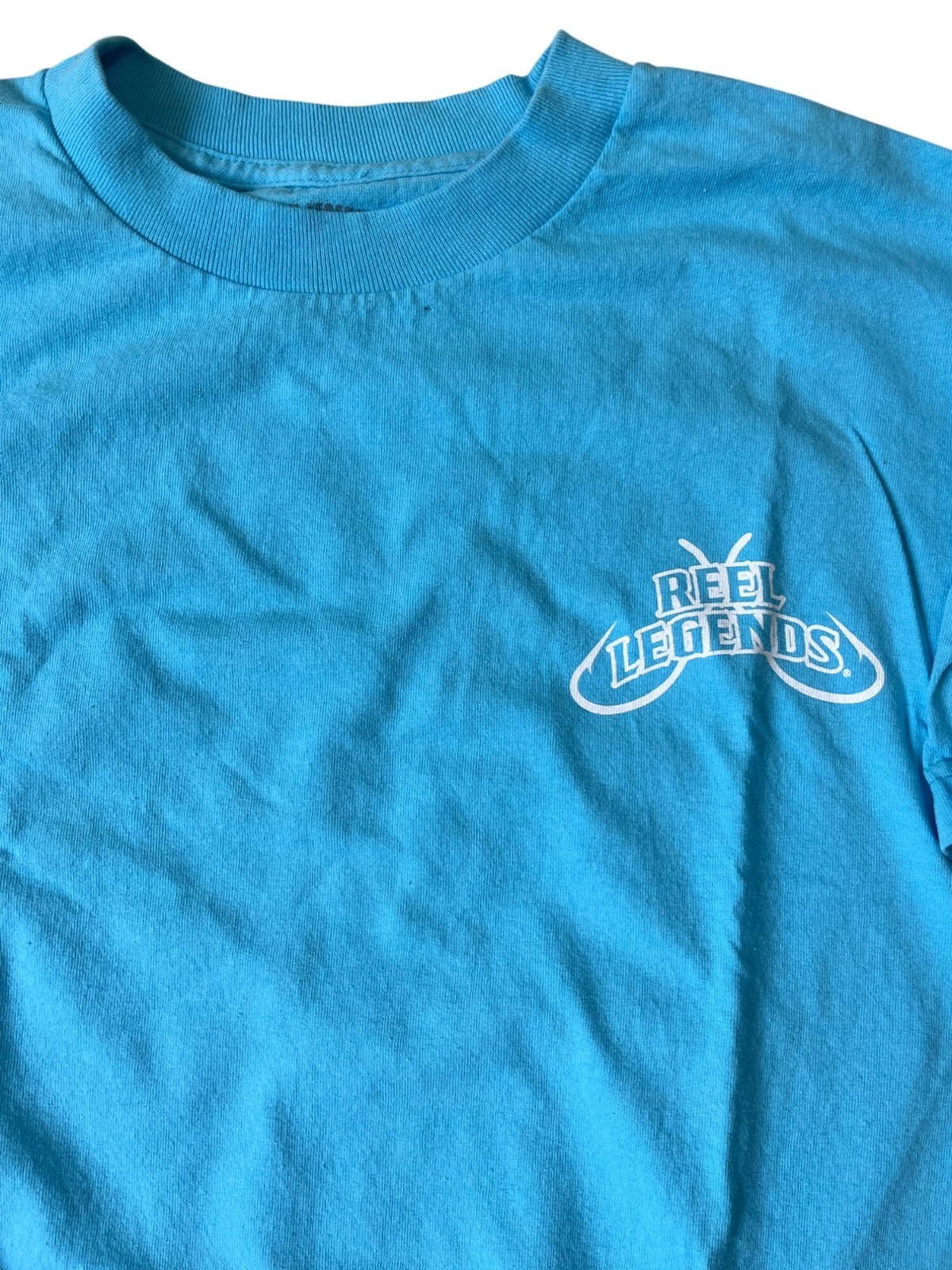 Reel Legends T Shirt Mens Medium Blue Fishing Boating USA Flag Outdoors Novelty
