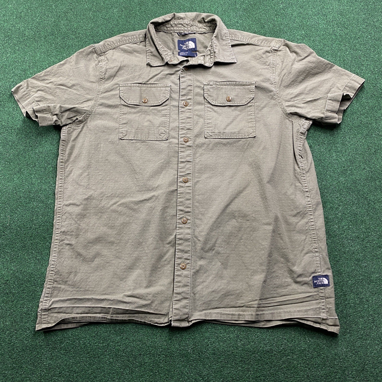 Vintage The North Face Shirt Mens L Olive Green Gorpcore Hiker Camper Button Up