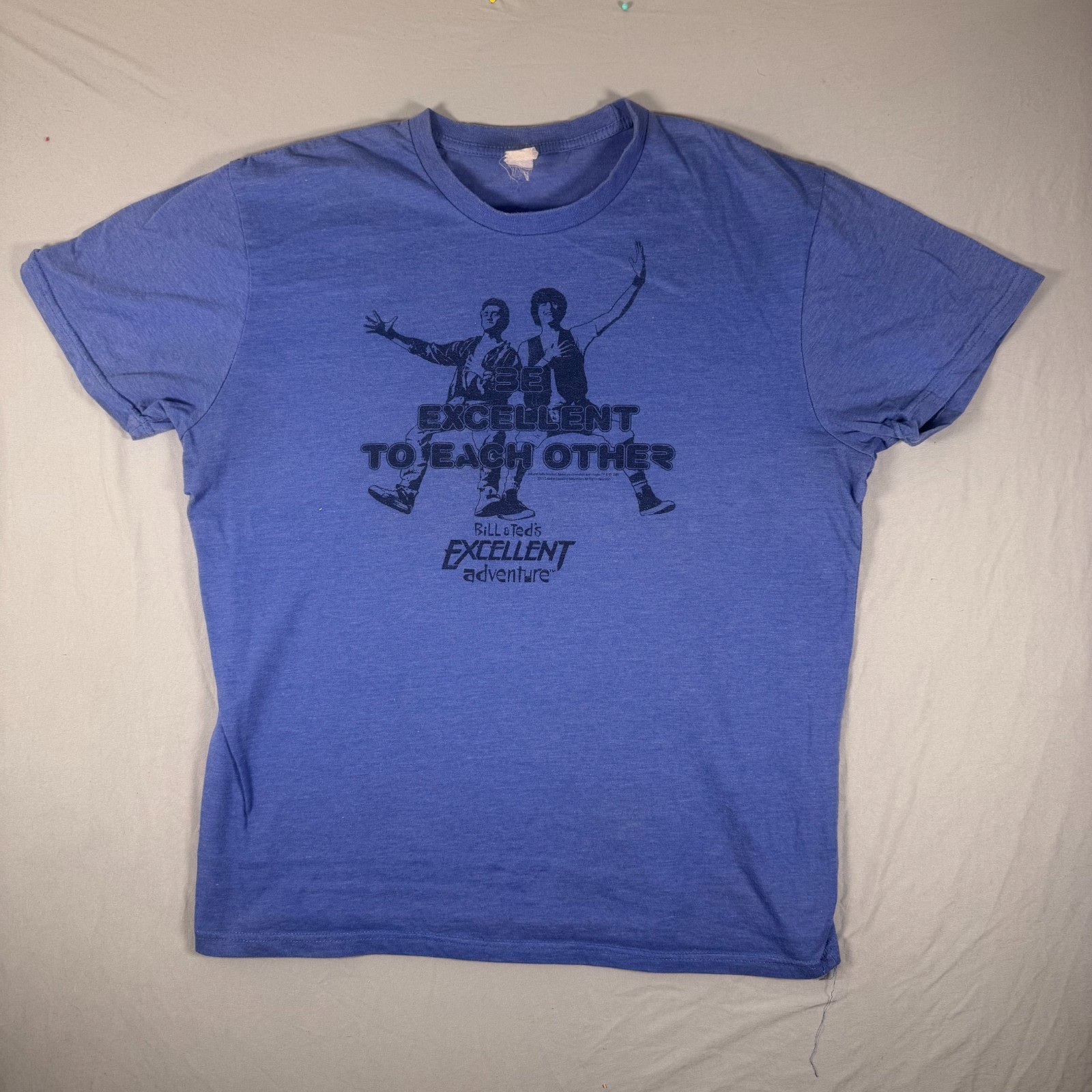 Bill and Ted Excellent Adventure Vintage T Shirt Blue Large