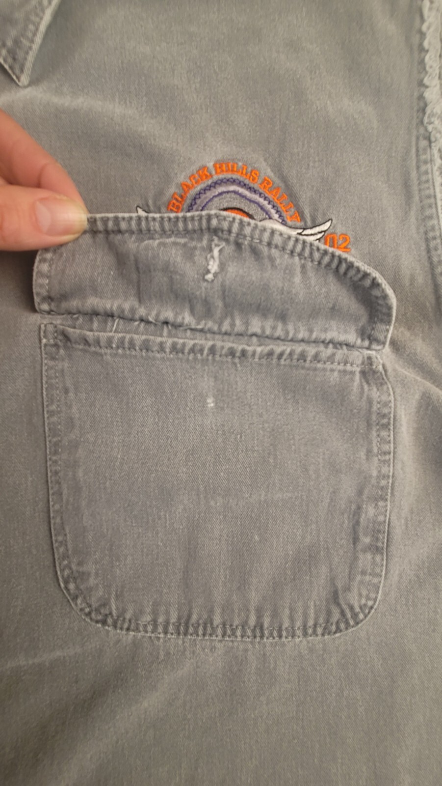 2002 Sturgis Black Hills Rally 62nd Anniversary Gray Denim Vest Jean Size L