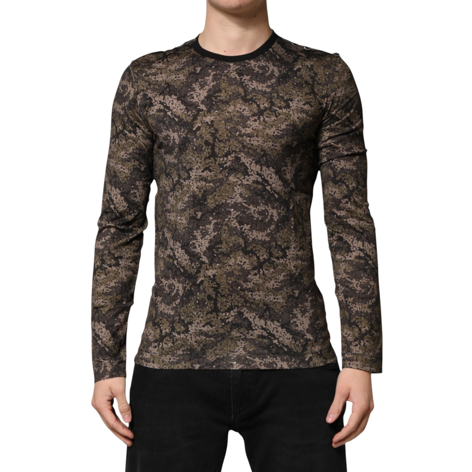 DOLCE & GABBANA T-shirt Multicolor Camouflage Long Sleeves IT48/US38/M 350usd