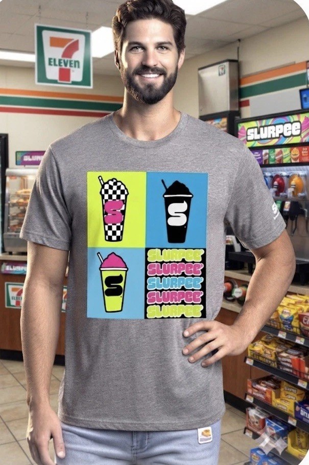 7 / 11 Slurpee T Shirt 4 Basic Food Groups Brain Feeeze XL Gray New Junk Food