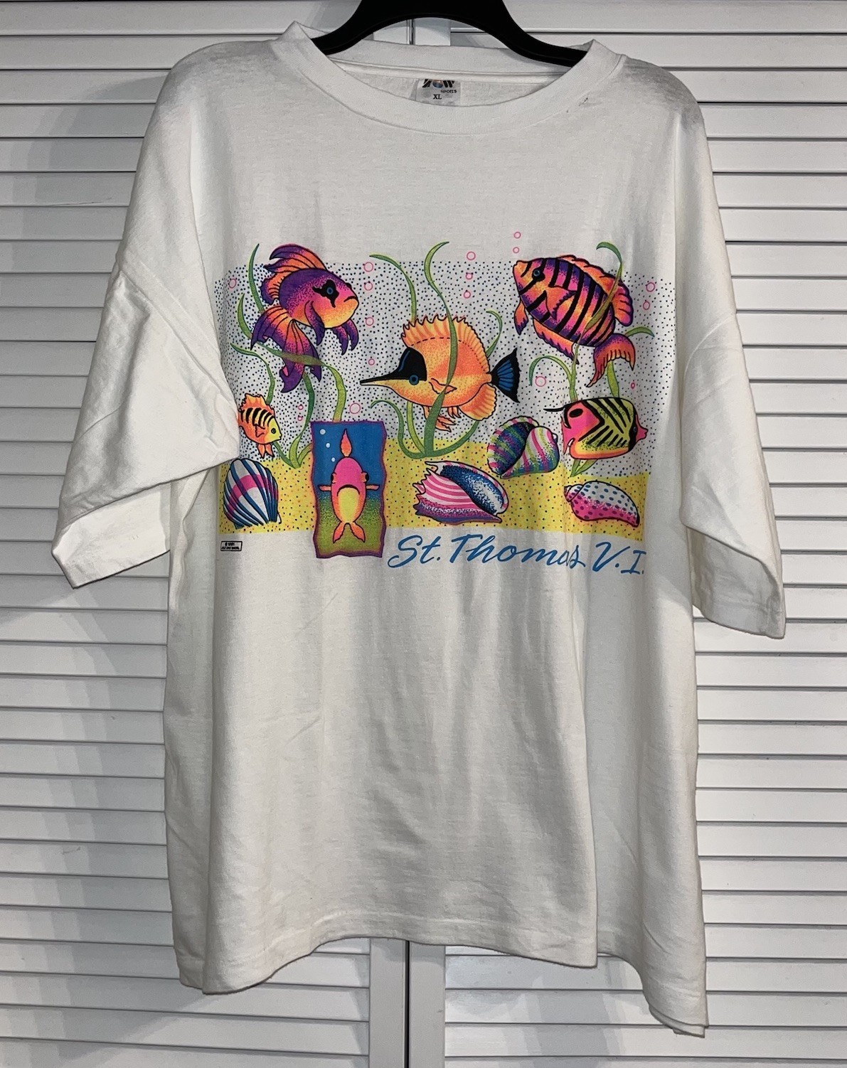 Vintage 1991 St. Thomas V.I. Fish Nature Single Stitch T-Shirt Size XL