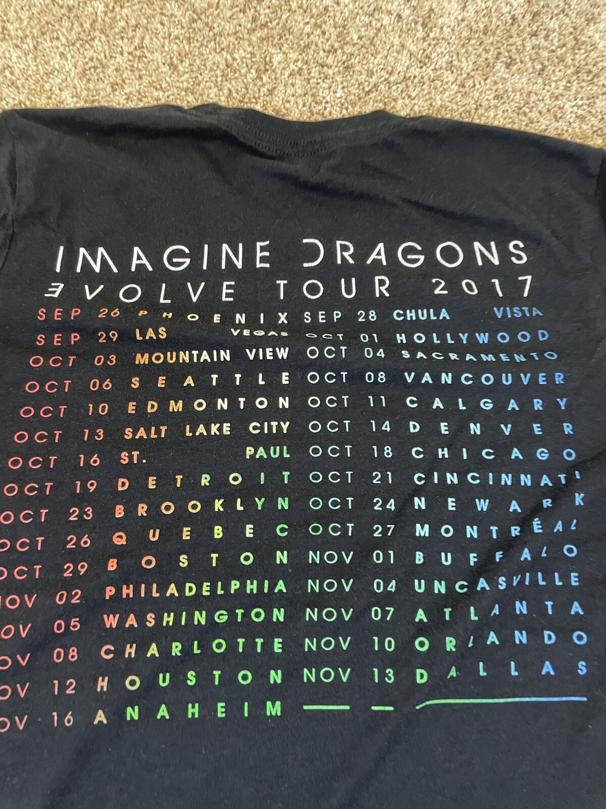 Imagine Dragons Evolve 2017 Concert Tour T-Shirt 2-Sided Graphics Black Sz S
