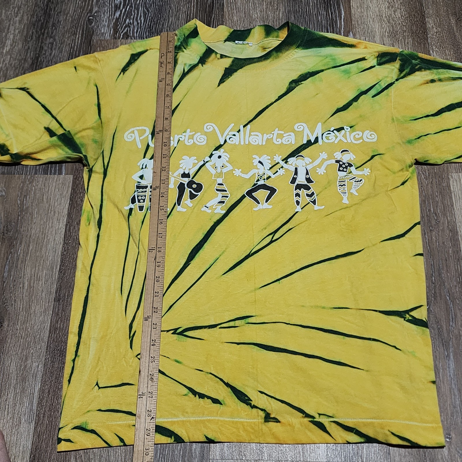 Vintage 90s Puerto Vallarta Mexico Tropical Water Tie Dye All Over Print Shirt L