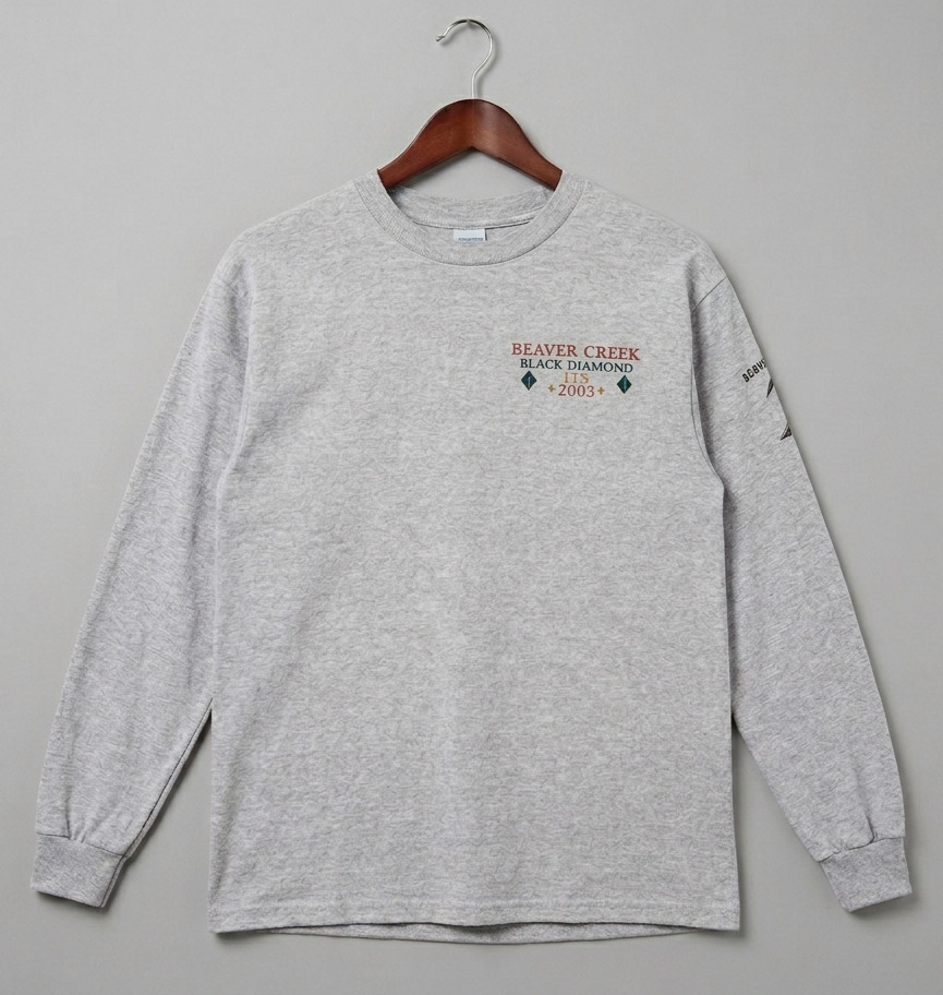 Gildan Ultra Cotton Long Sleeve T-Shirt M Heather Grey Preshrunk 90/10