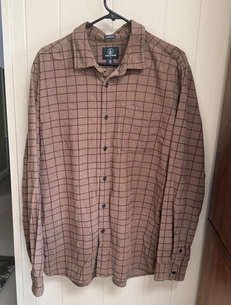 RVCA Men’s Large Corduroy Button-Up Flannel