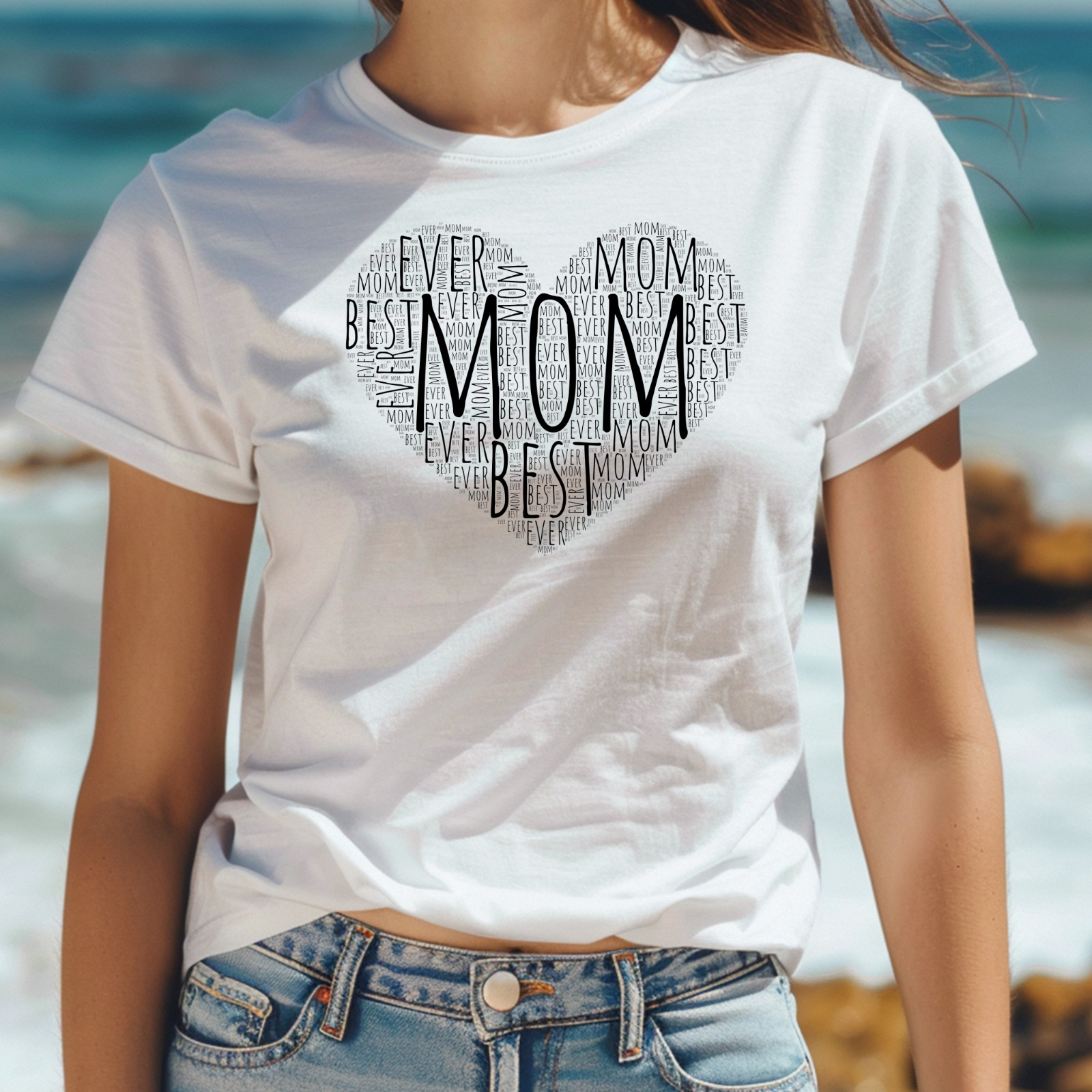 Women’s Best Mom Ever Heart! unisex T-shirt Cute Mother’s Day Gift Text Tee