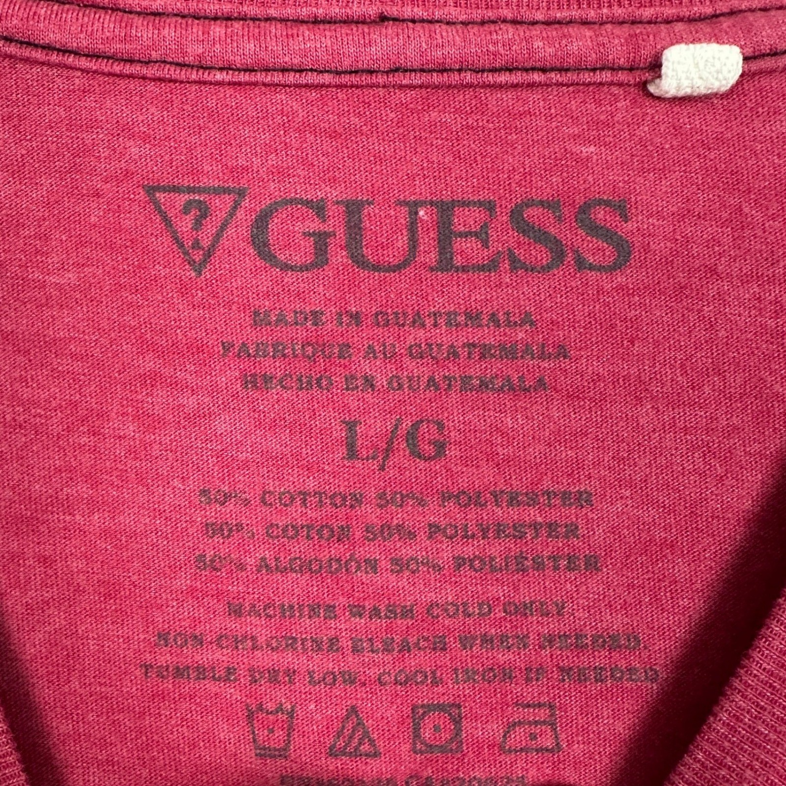 Guess Jeans Mens Large T-Shirt Graphic Tee Red Short Sleeve Crewneck Casual EUC