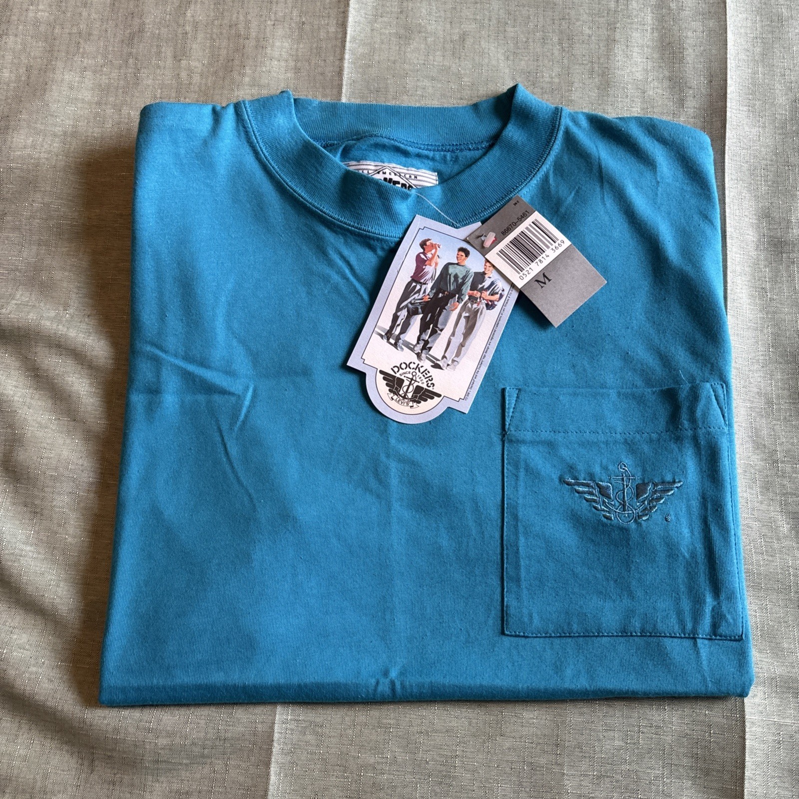 Vintage Dockers T Shirt Teal Made In USA Sz M (12-14) NWT See Description