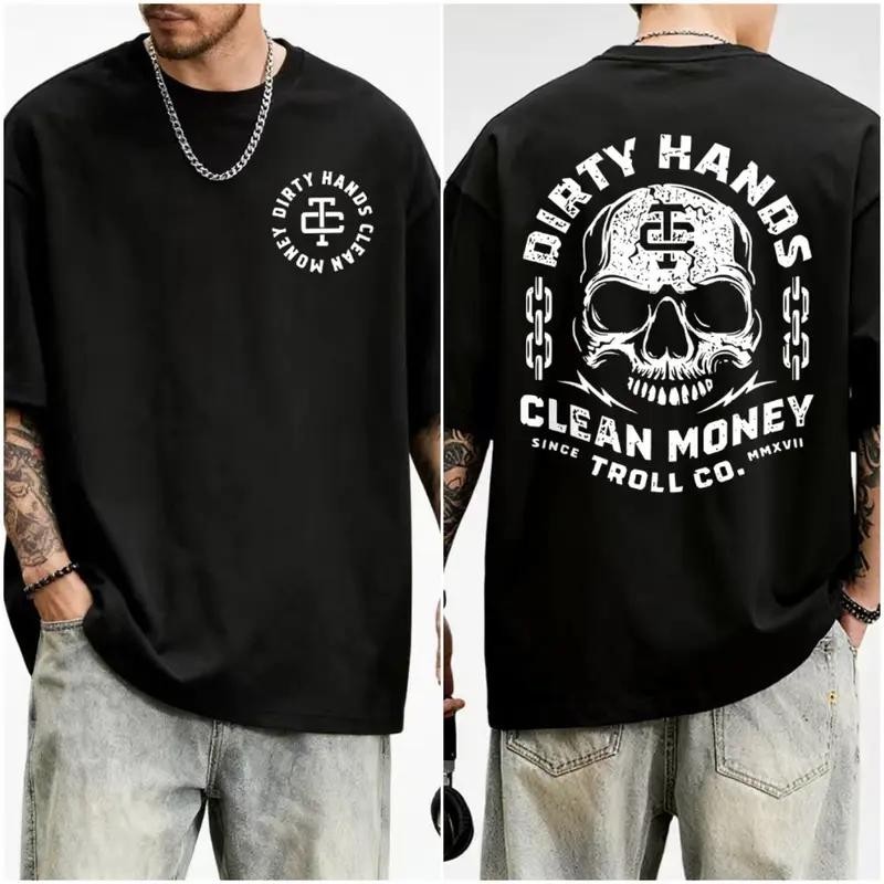 Dirty Hand Clean Money Golden Skull 2-Sided T-Shirt, Workwear Graphic Tee