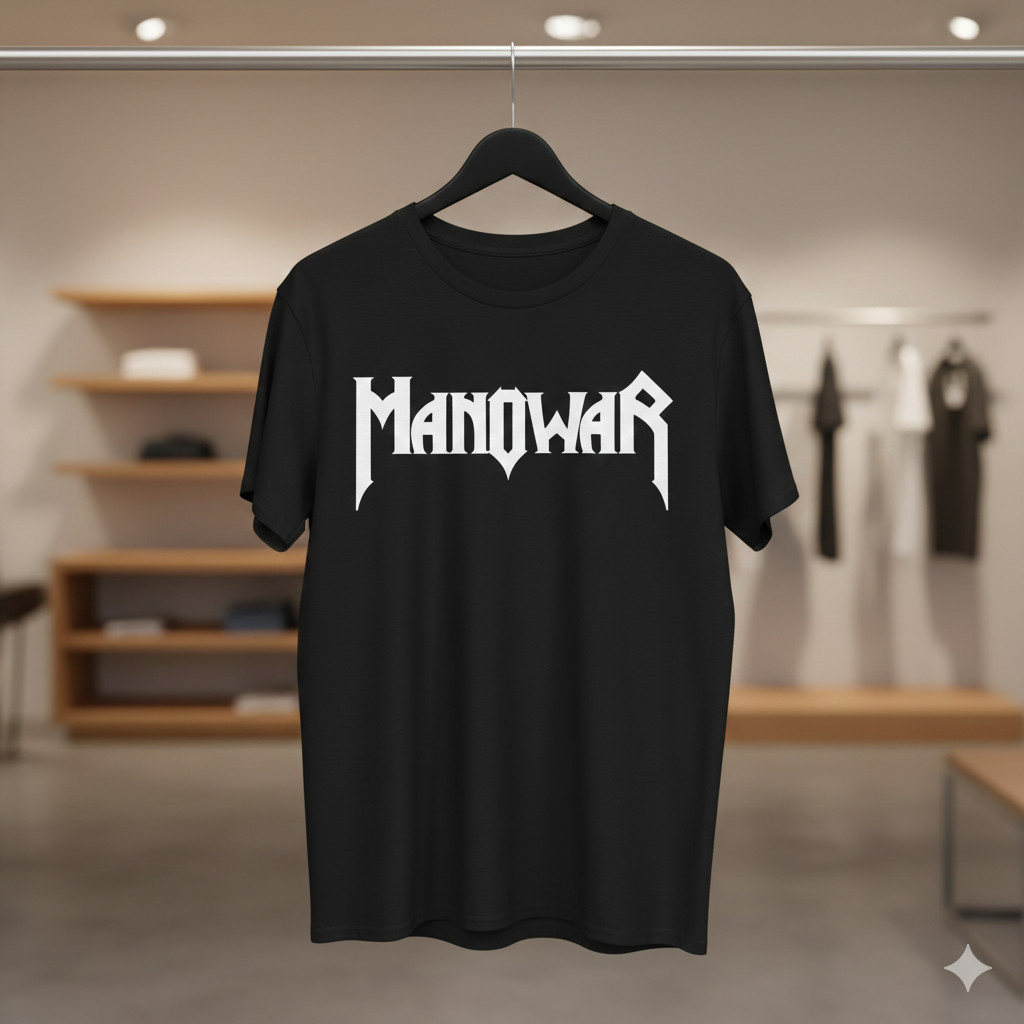 Manowar Logo T-Shirt Black Heavy Metal Band Classic Rock Tee – T536