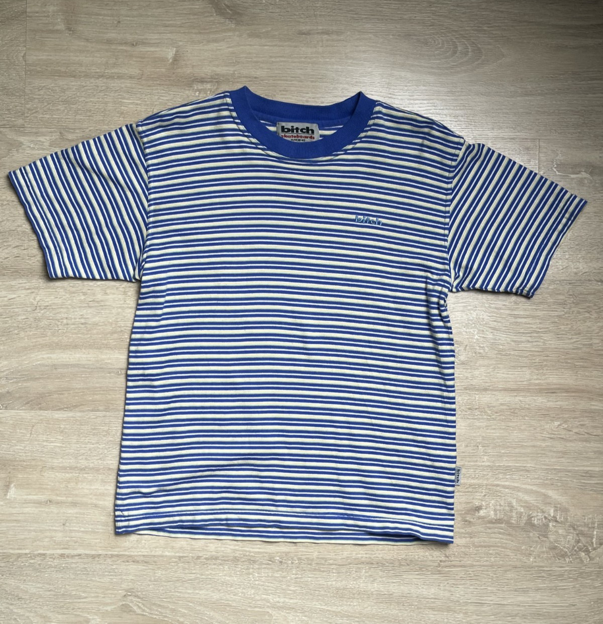 Vintage Bitch Skateboards Striped T Shirt Men’s Size Medium 90S