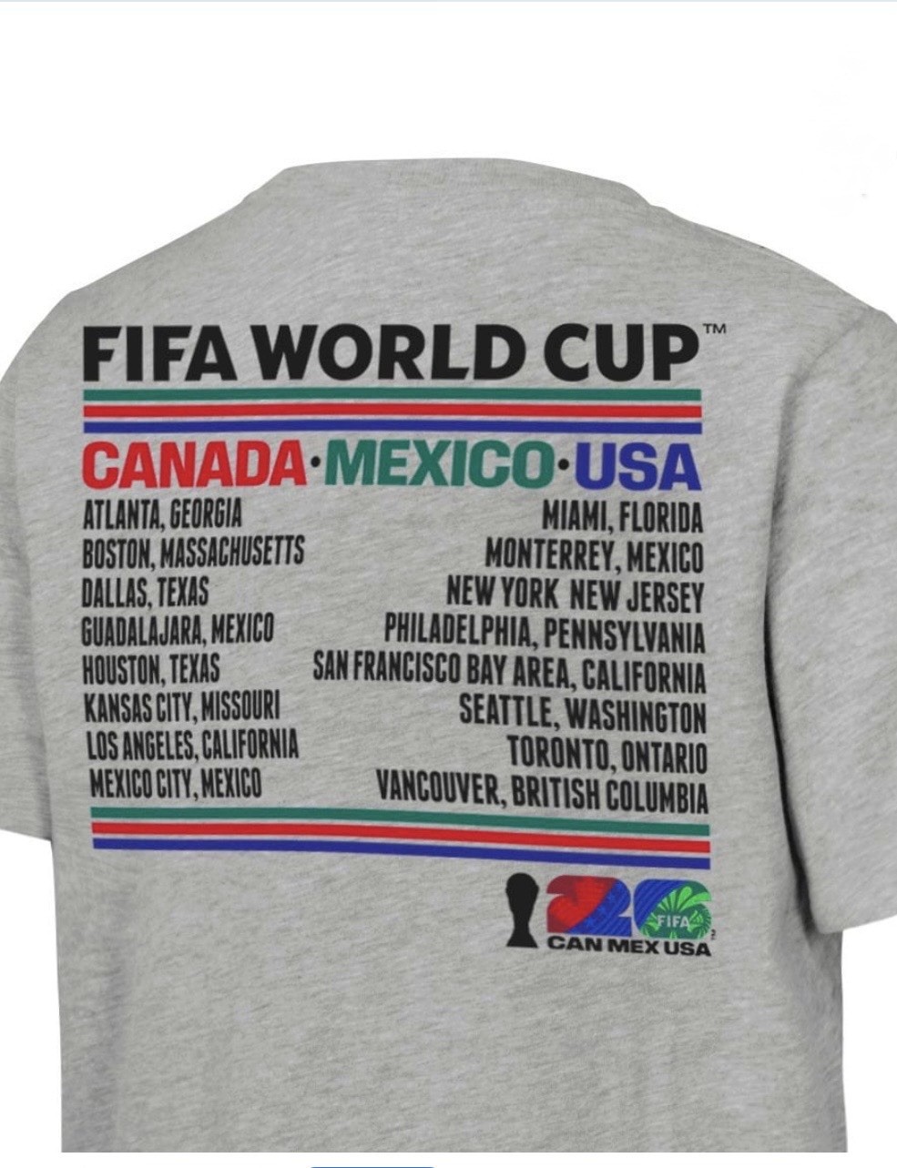 FIFA World Cup 2026 Official Licensed Large Gray Adult Unisex T-Shirt