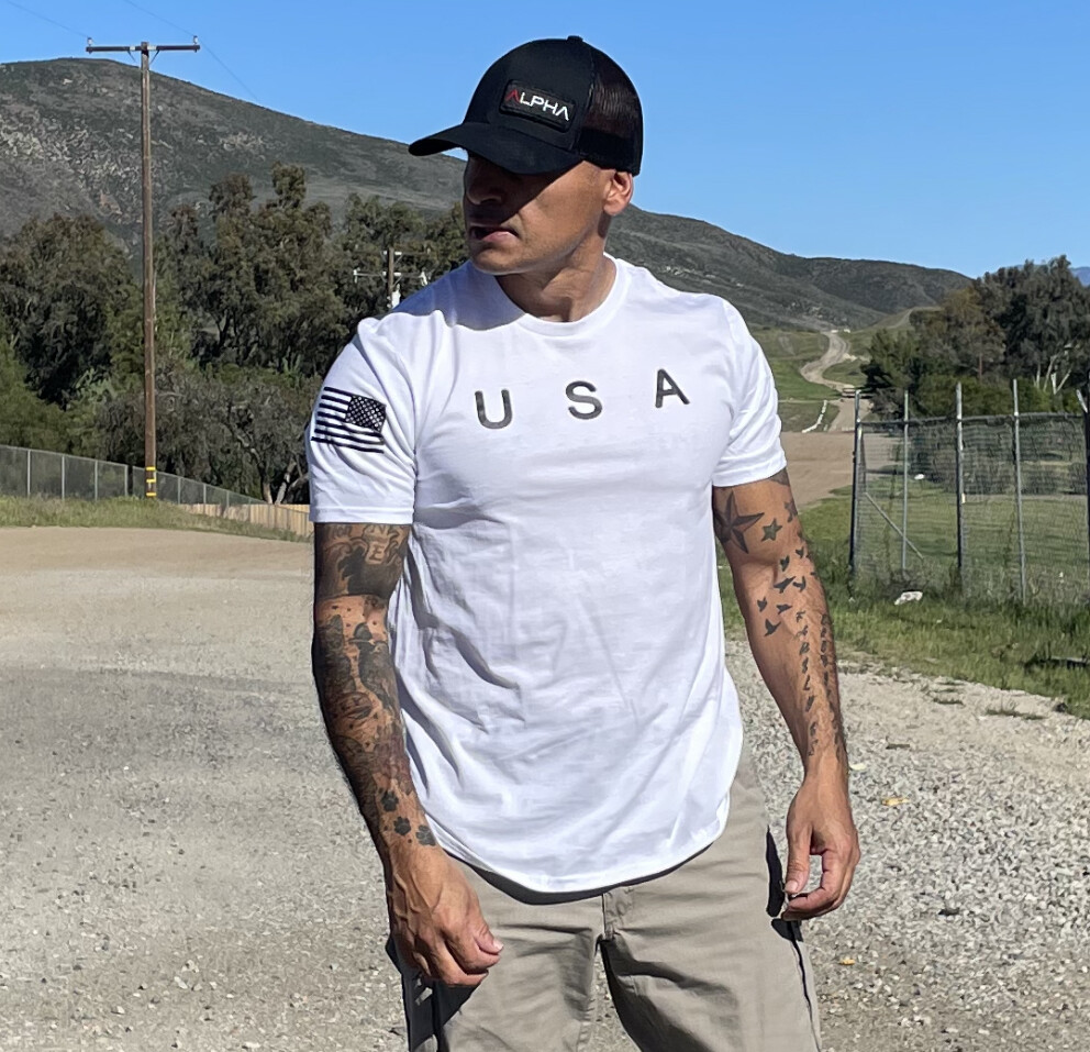 USA Flag Men T Shirt American Tee Patriotic Gym 100% Cotton S – XXL