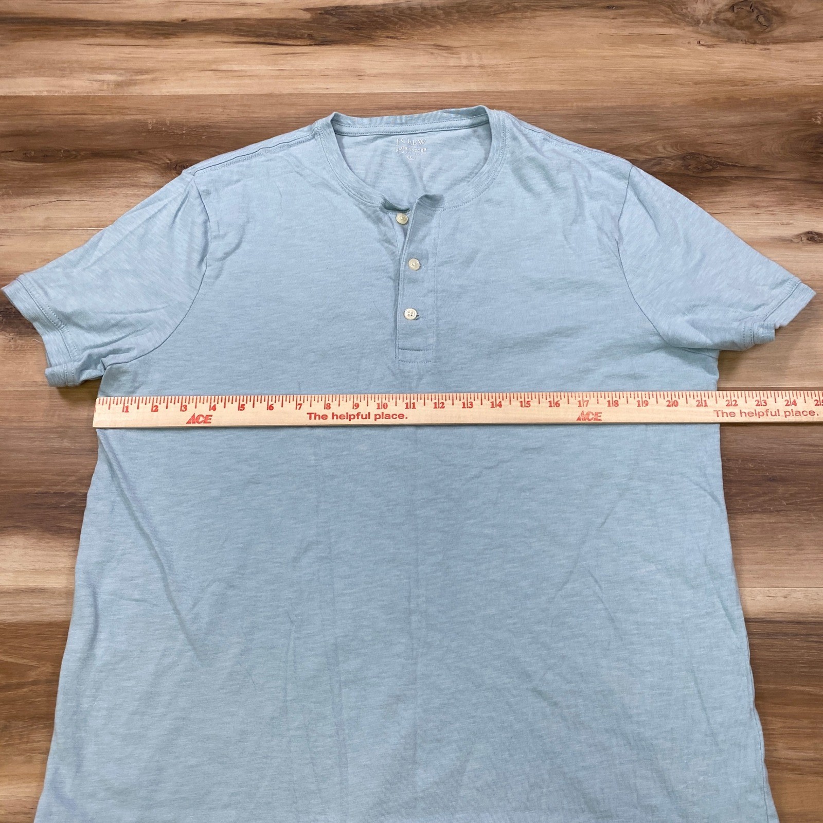 J.Crew Henley Mens Large Minimalist Slub Cotton Short Sleeve Light Blue Classic