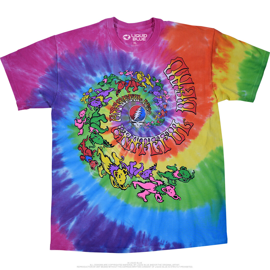 GRATEFUL DEAD-SPIRAL TRIPPY BEARS TIE DYE T-SHIRT S-M-L-XL-2X,6X Garcia,Wier