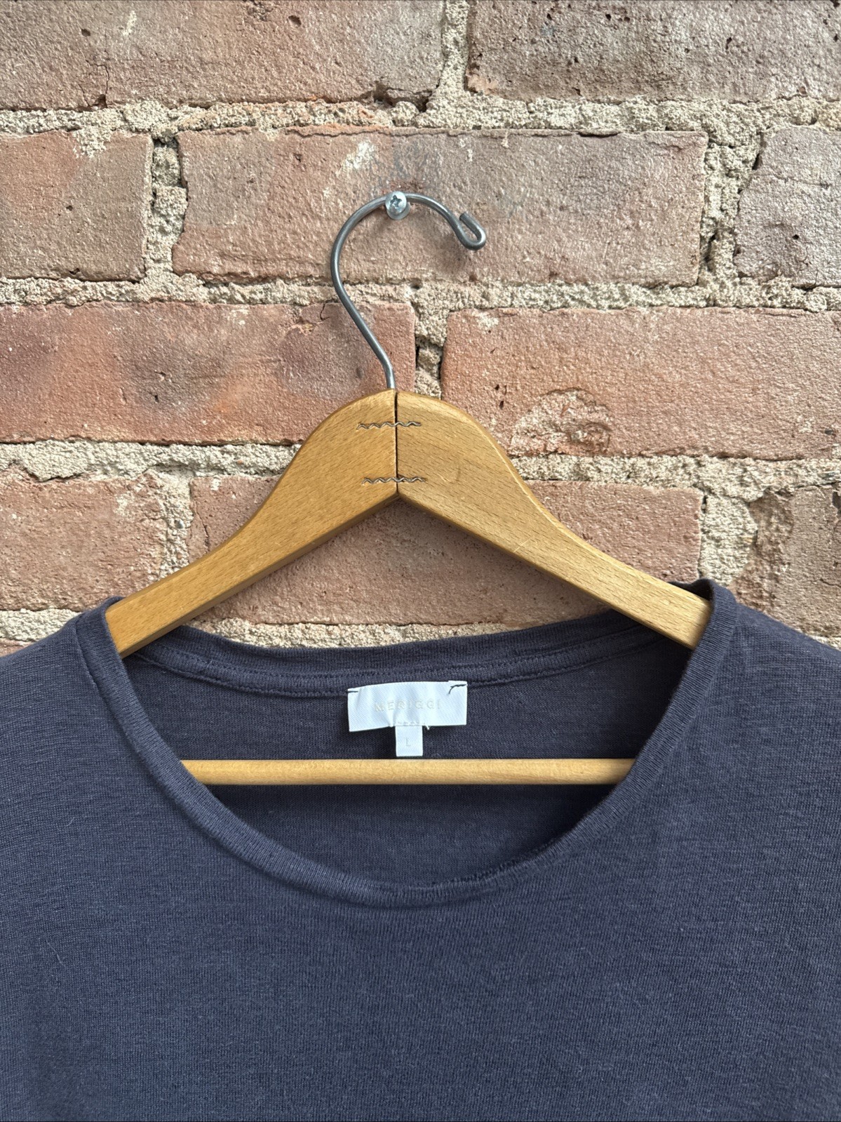 Meriggi Men’s T Shirt, Sz Large, Navy Blue 100% Linen