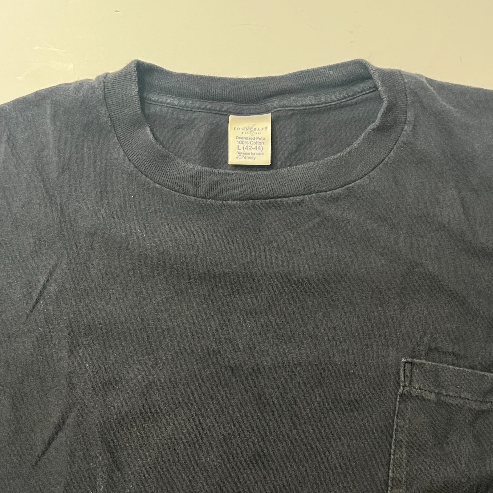 JC Penny T Shirt Pocket Short Sleeve Large VTG 80s Cotton BLACK Made in USA
