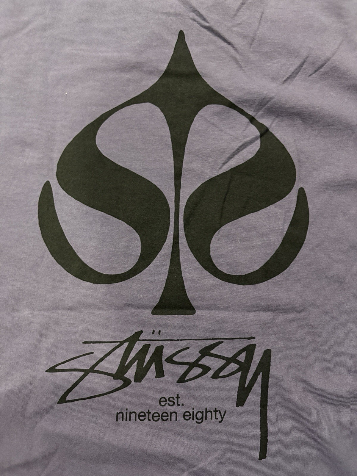 Real Stussy Men’s Purple Graphic Print Crew Neck Short Sleeve T-Shirt Size L
