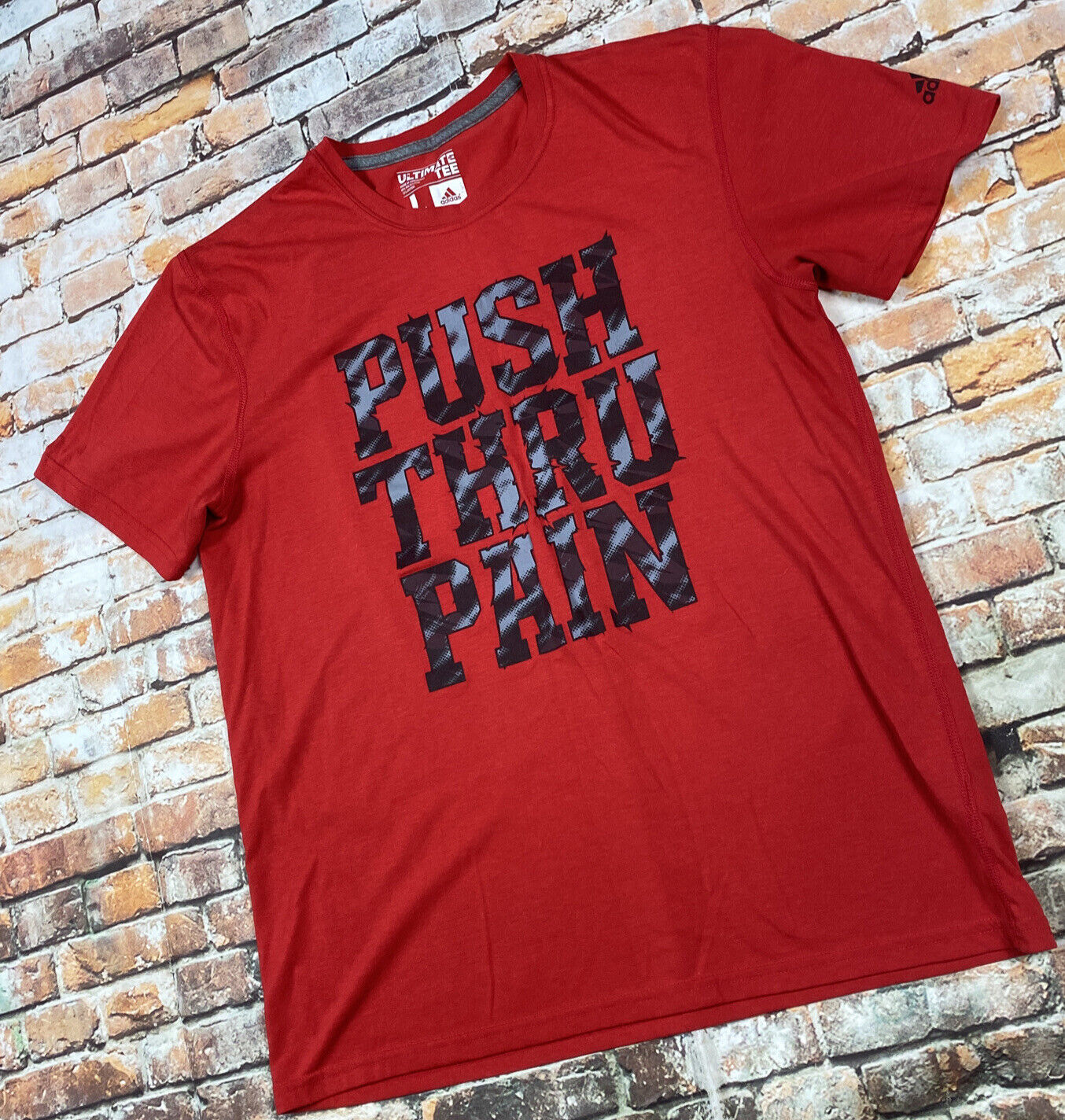 Adidas T Shirt Adult L Red Performance Athletic Training Workout Gym Tee Mens