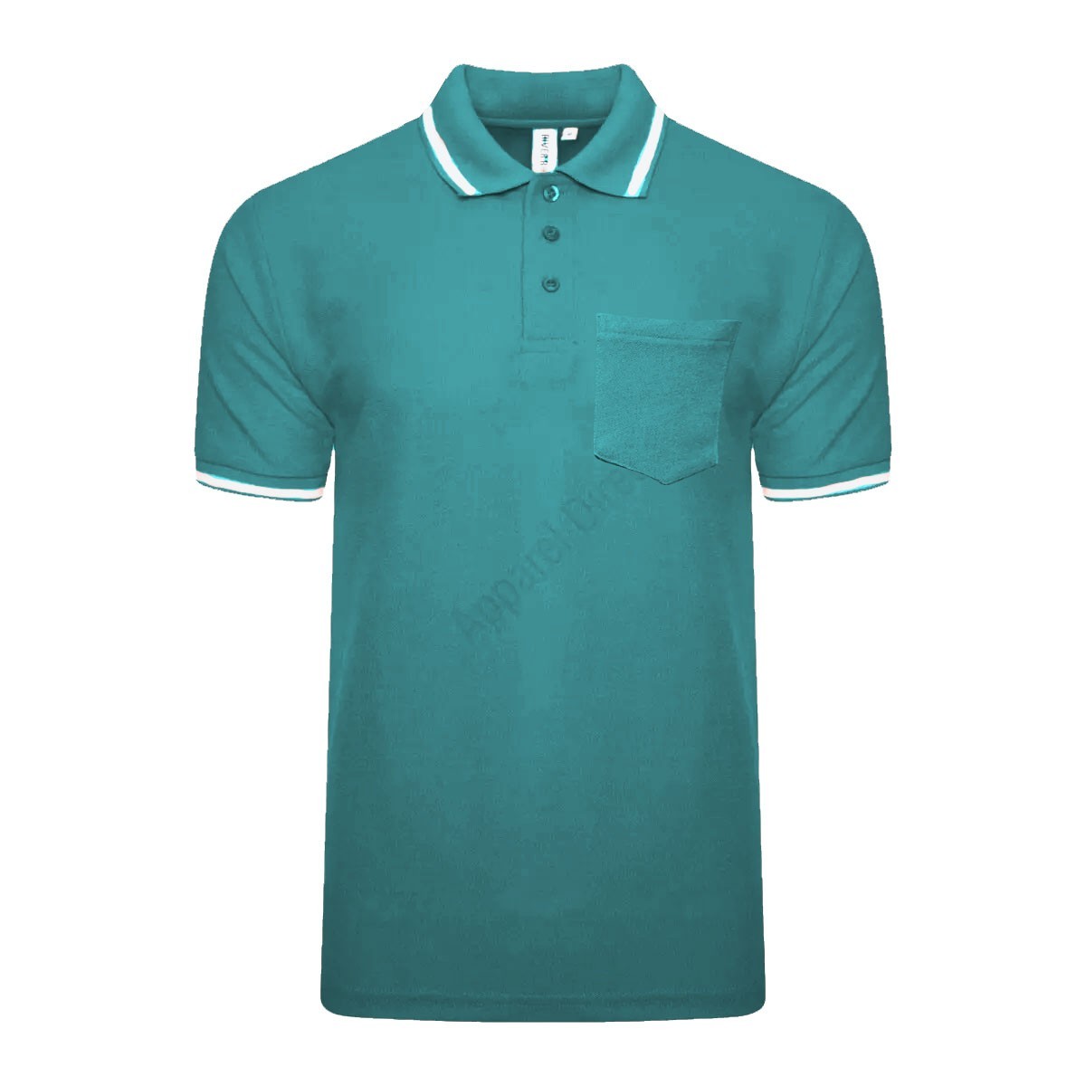 Men’s Polo Short Sleeve Pique Plain Single Tipping Chest Pocket Casual Tee Top