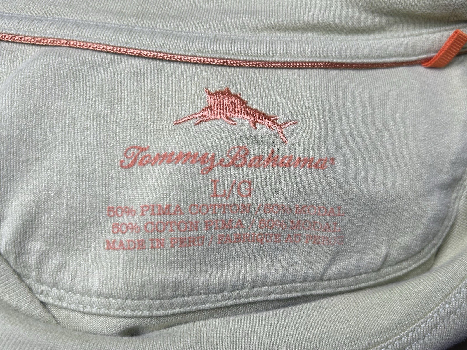 Tommy Bahama Men’s Solid Green Crew Neck Logo Tee Pima/Modal Knit, Size L