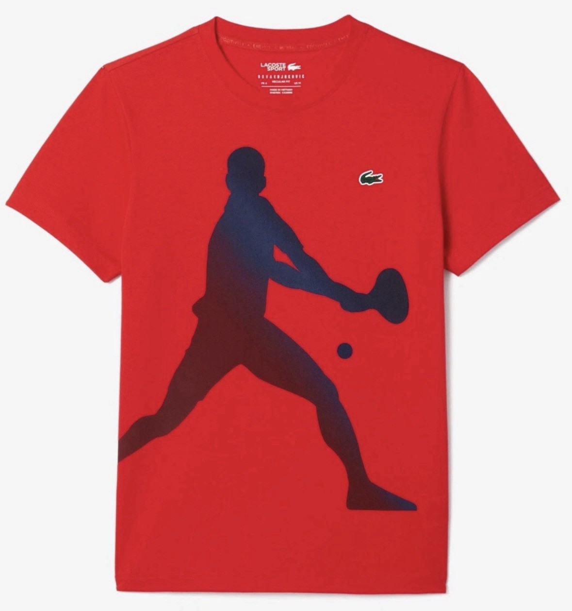 NOVAK DJOKOVIC MEN’S LACOSTE GRAPHIC TENNIS REGULAR FIT T-SHIRT RED ADULT XL 6
