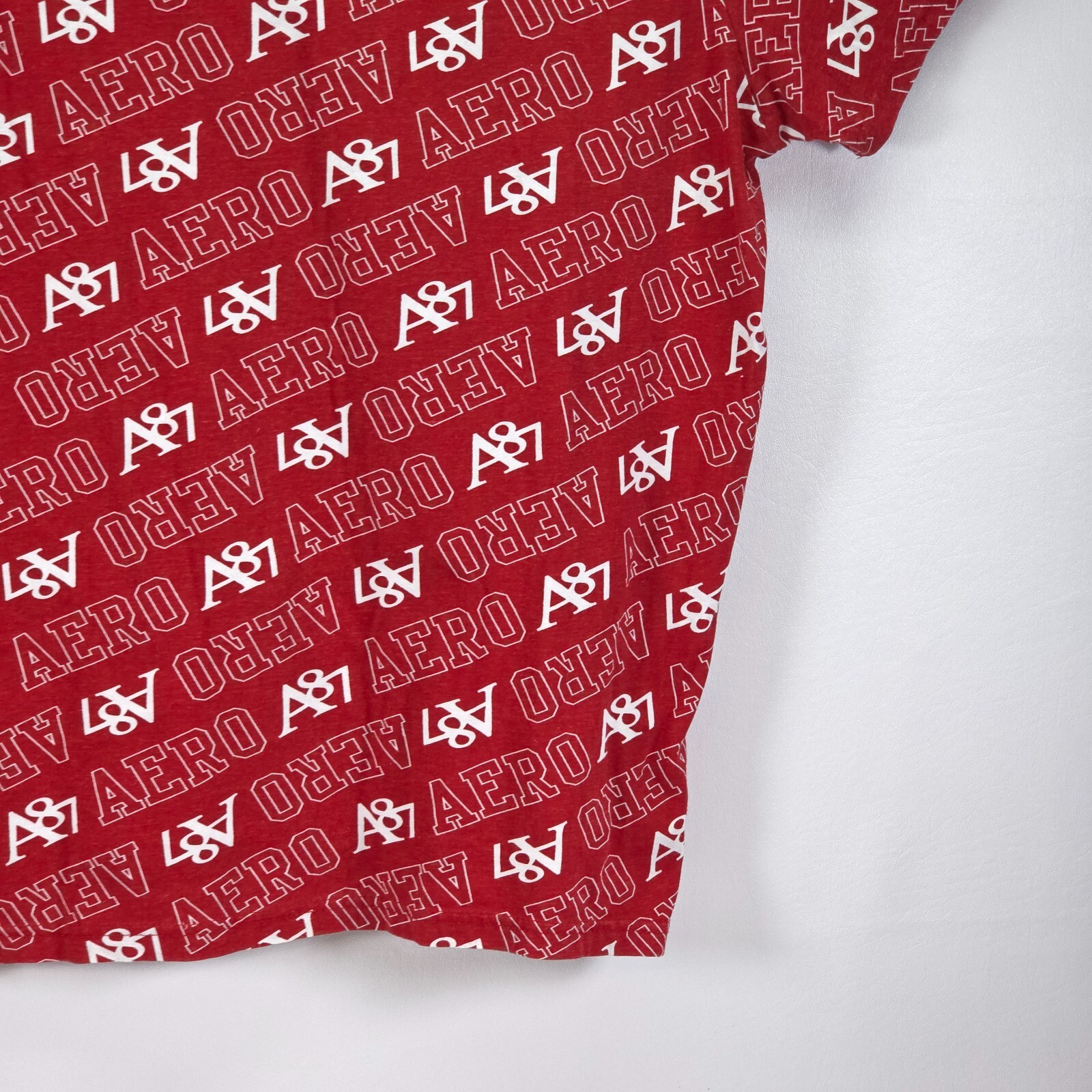 Aeropostale A87 Casual T-Shirt Men 3XL Spellout Logo All Over Print Short Sleeve