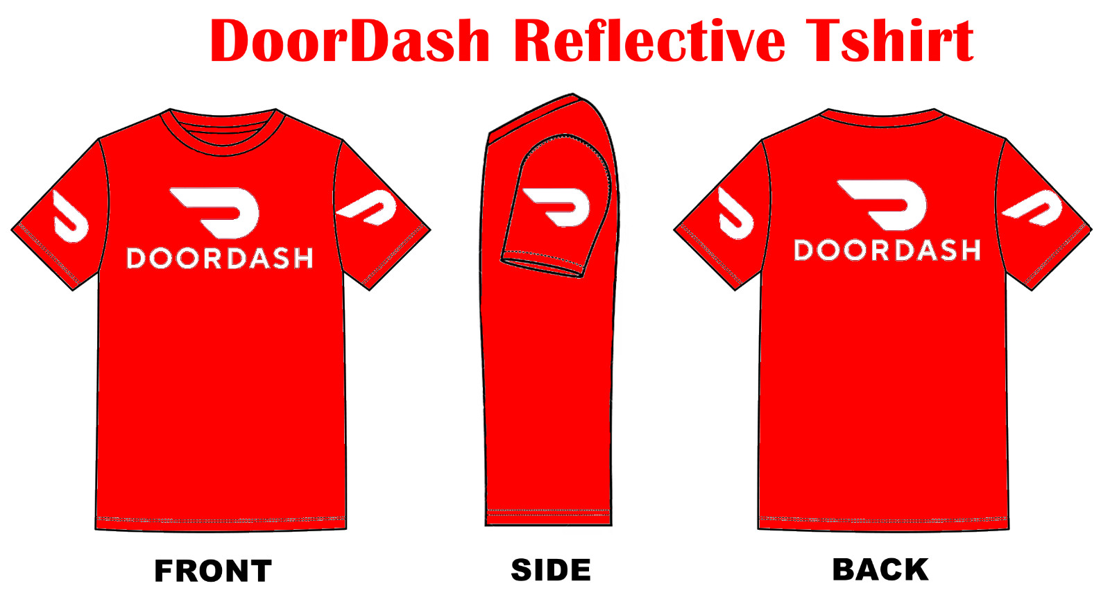Reflective Tshirt DoorDash or Flex Delivery Driver Red Blue Black Door Dash