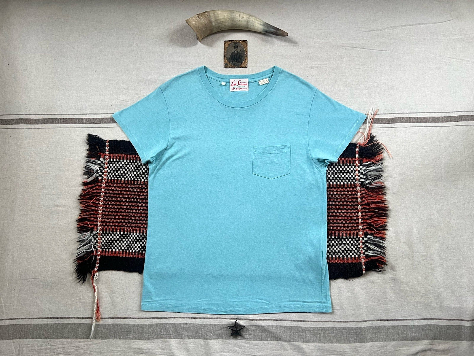 LVC T-Shirt L Levi’s Vintage Clothing 50s Sportswear Single Stitch Aqua Blue