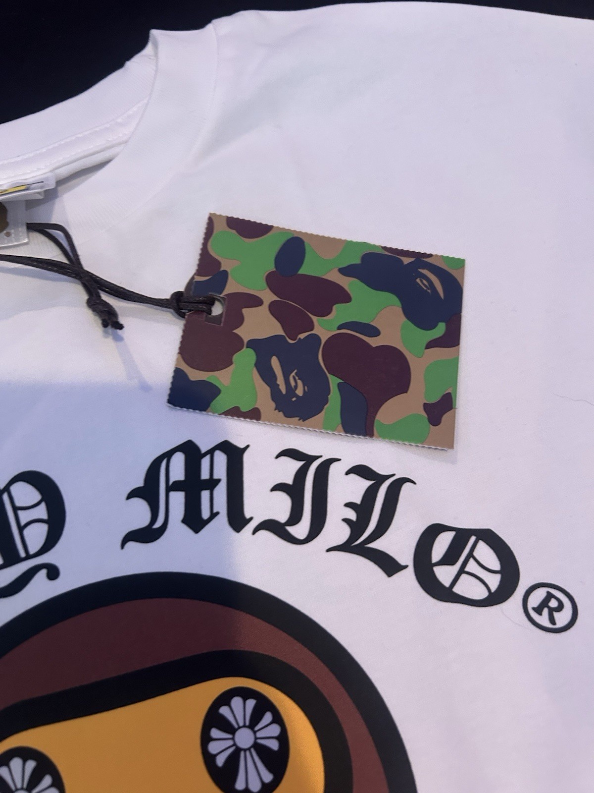 A Bathing Ape BAPE White Baby Milo Logo Graphic Double-Sided Crew Neck Tee S