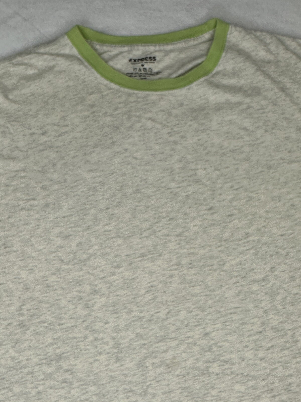 Express Heather Light Green W/Contrasting Trim T-Shirt Mens M SS Crew Neck