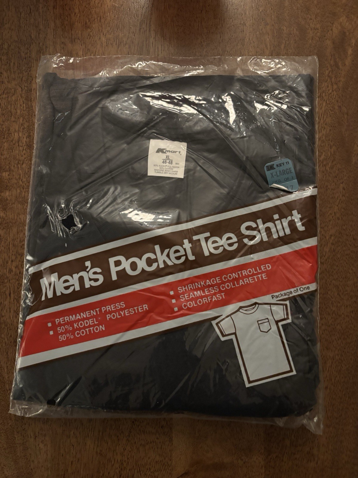 Deadstock Vintage 70s Streetwear Mens XL Blank Pocket Tee T-Shirt Blue USA 6534