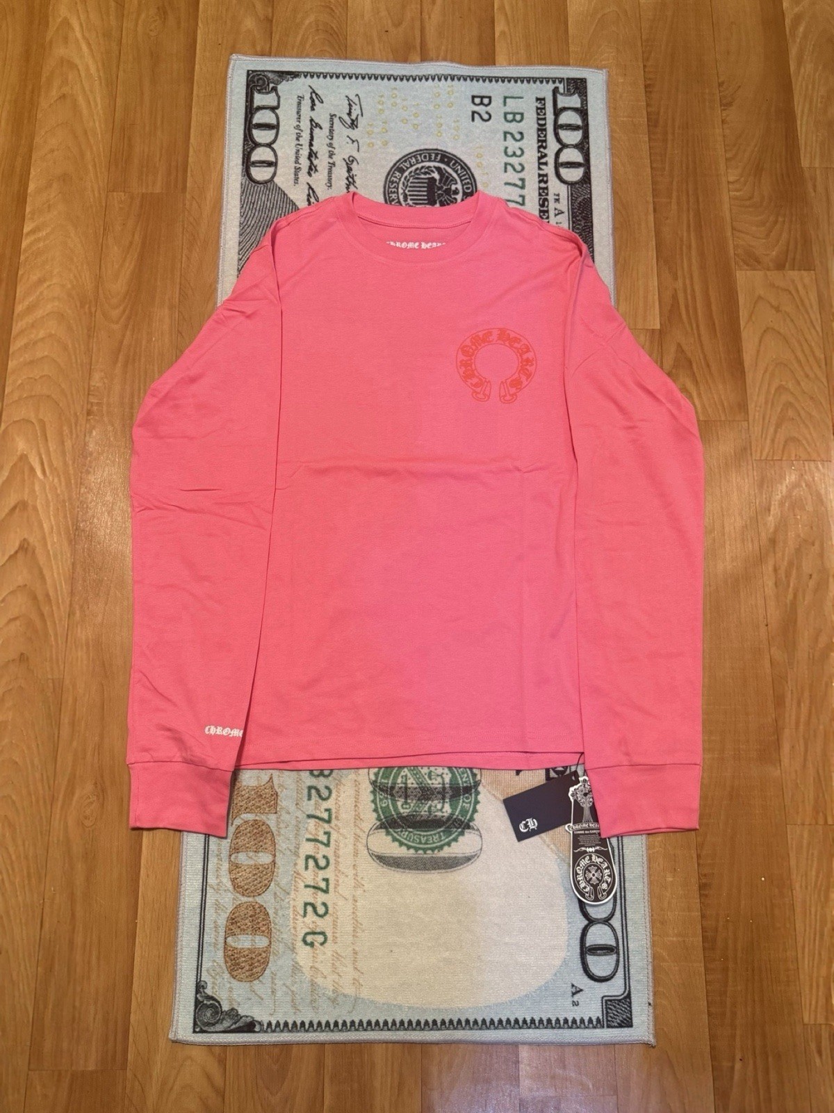 Chrome Heart Long Sleeve M Pink Red White Logo Print