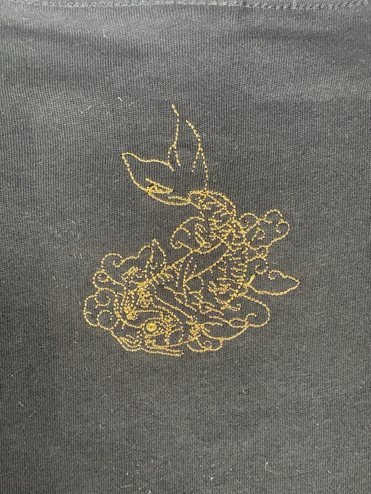 Vintage Style Japanese Brand Sukajan Dragon Embroidered Koi Fish Shirt Black L