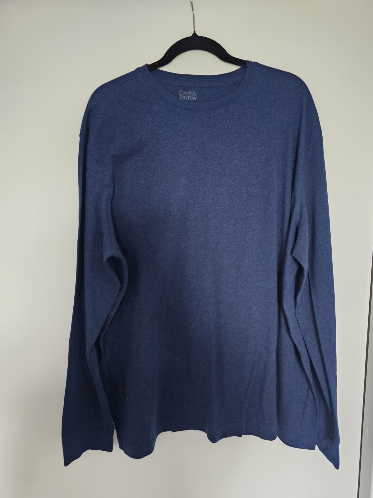 CROFT & BARROW T Shirt Mens 2XL Blue Classic Fit Easy Care Long Sleeve Pullover