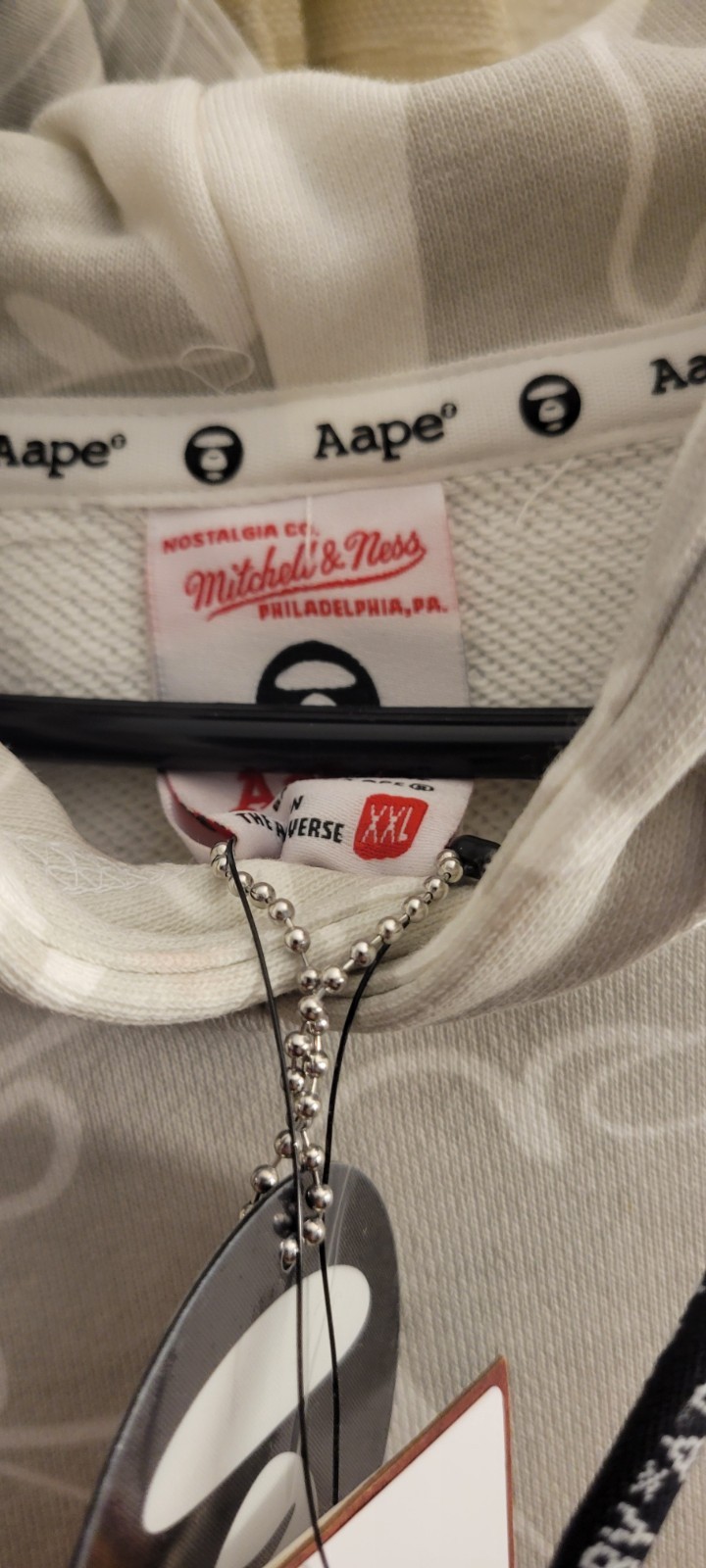 NEW Authentic Aape x NBA Mitchell & Ness WARRIORS Hoodie XL Bathing Ape BAPE
