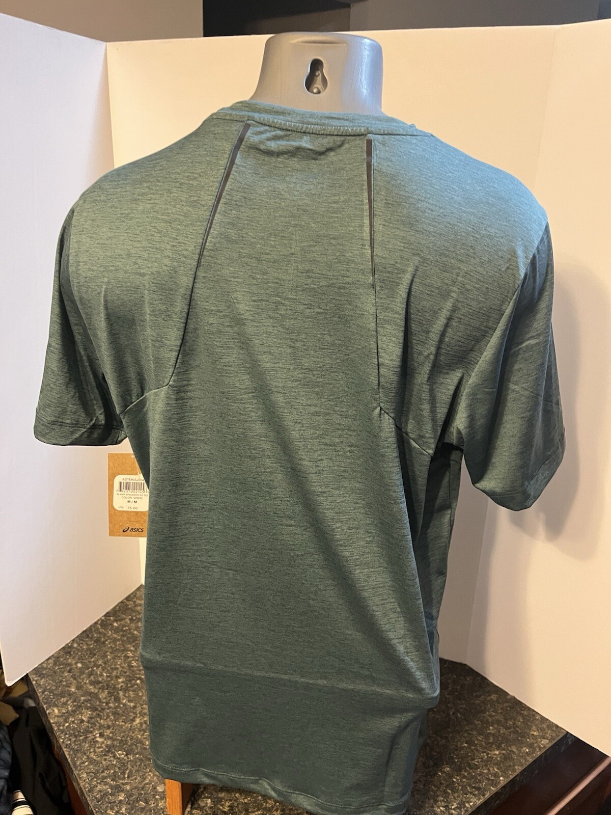 Asics Men’s T-Shirt Blue Green Teal Medium Polyester Spandex – NWT