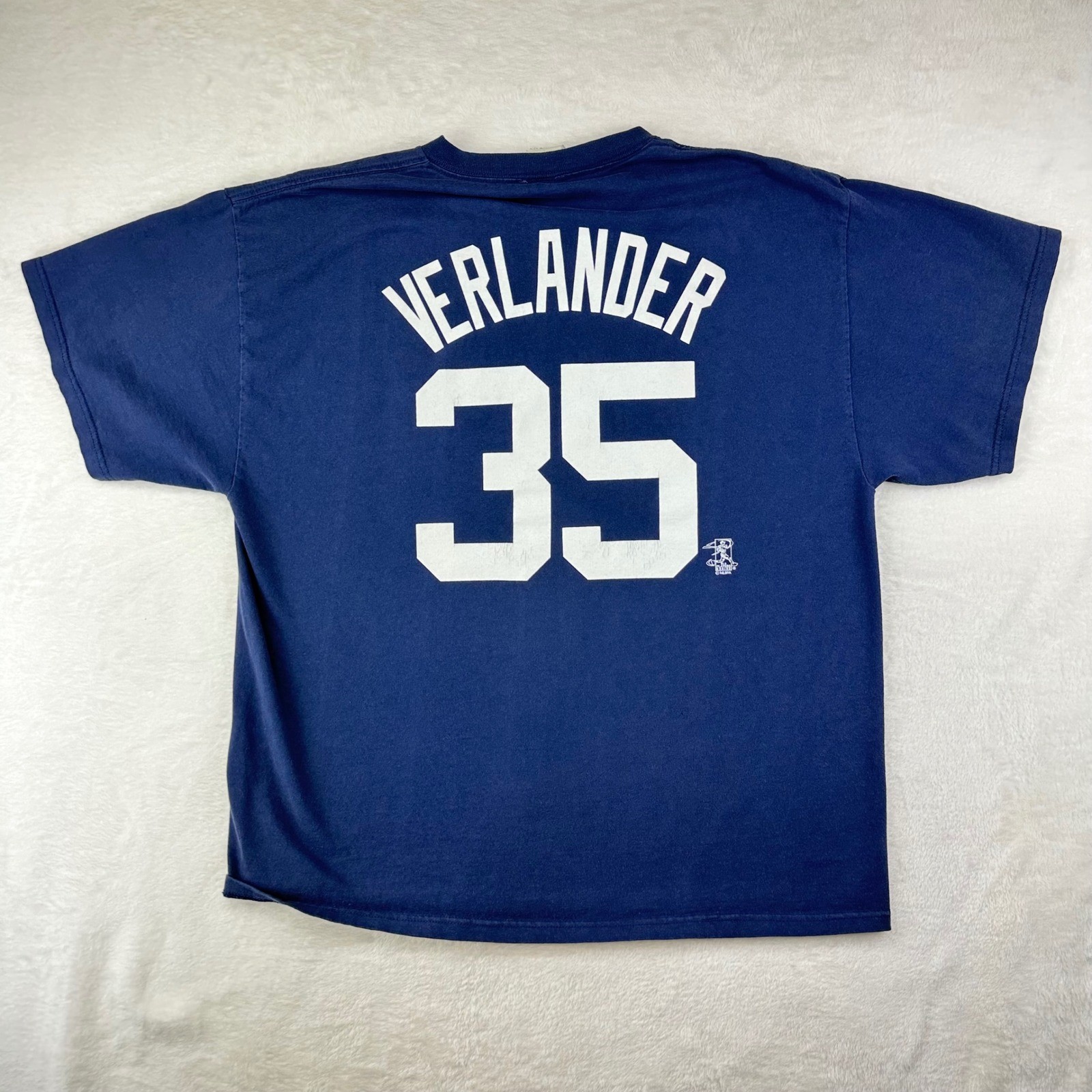 MLB T-Shirt Mens Justin Verlander Detroit Tigers Regular XL Blue Graphic Cotton