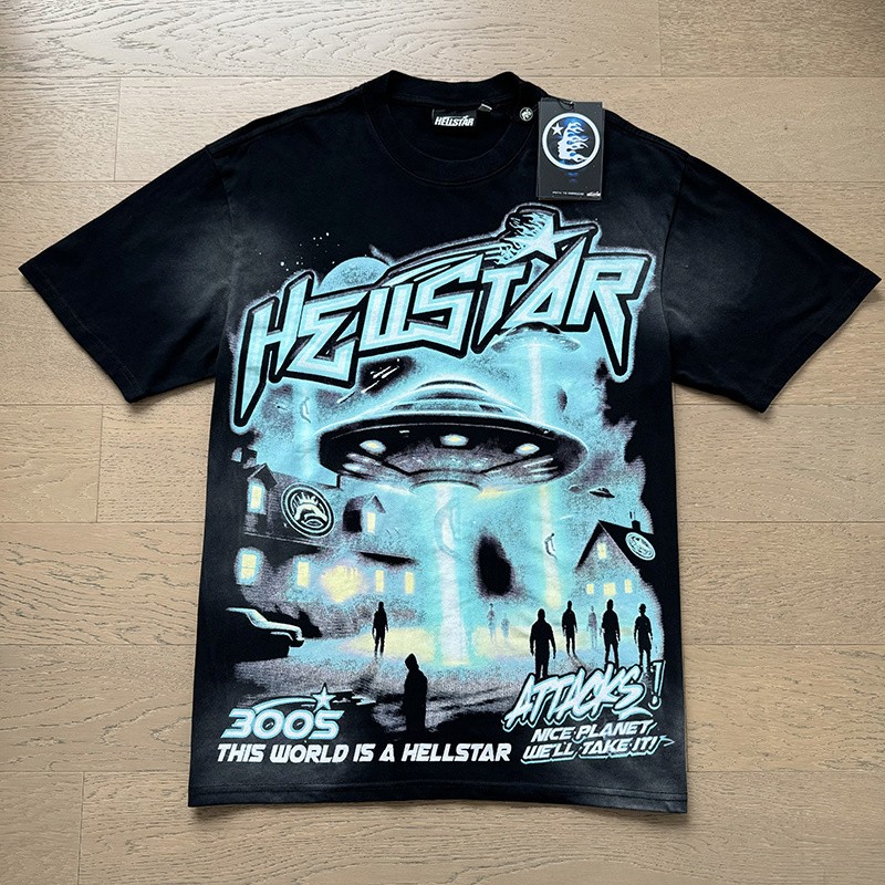 New Hell Studios star UFO spacecraft Men’s Cotton Short Sleeve T-shirt