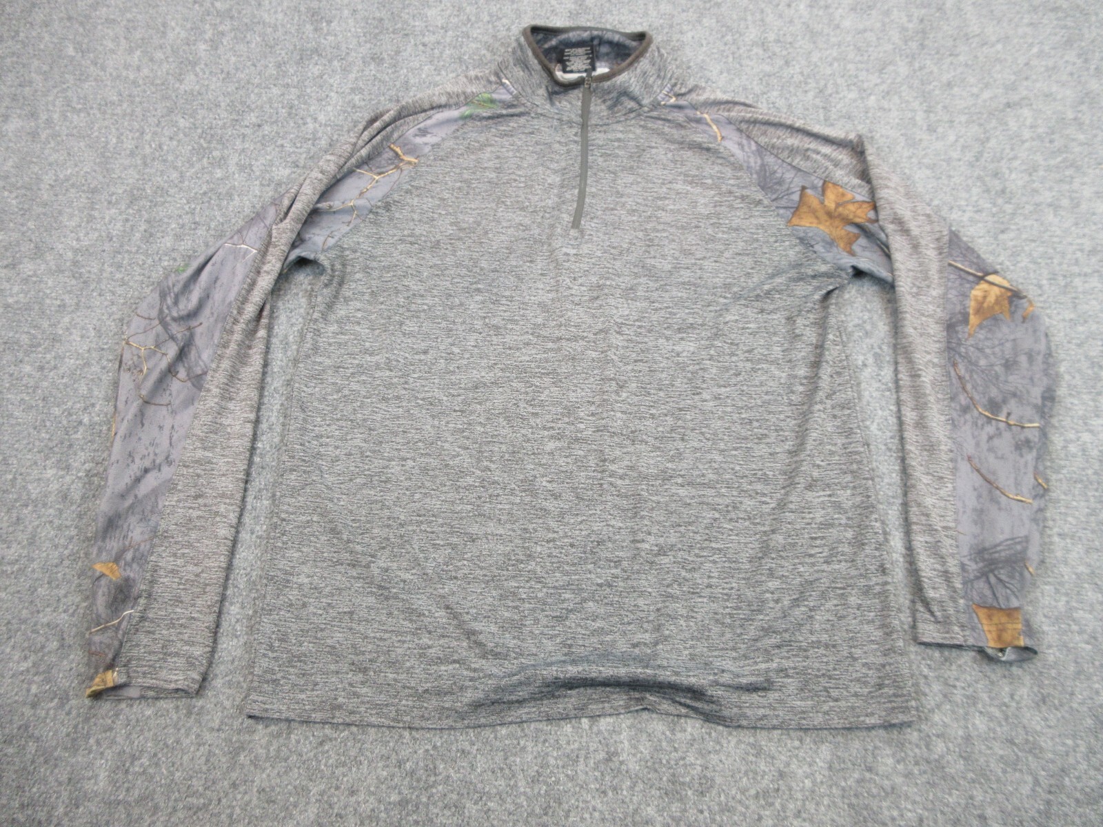 Realtree Shirt Mens Large Gray 1/4 Zip Camo Long Sleeve Mock Neck Lightweight