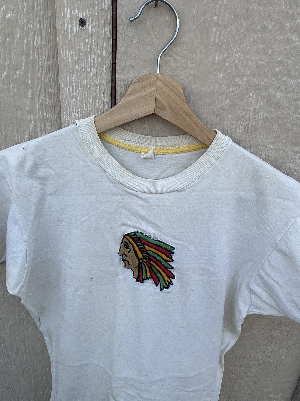 Vintage 60s Native American Chief Head T Shirt School BC USA Made Sz S 50s
