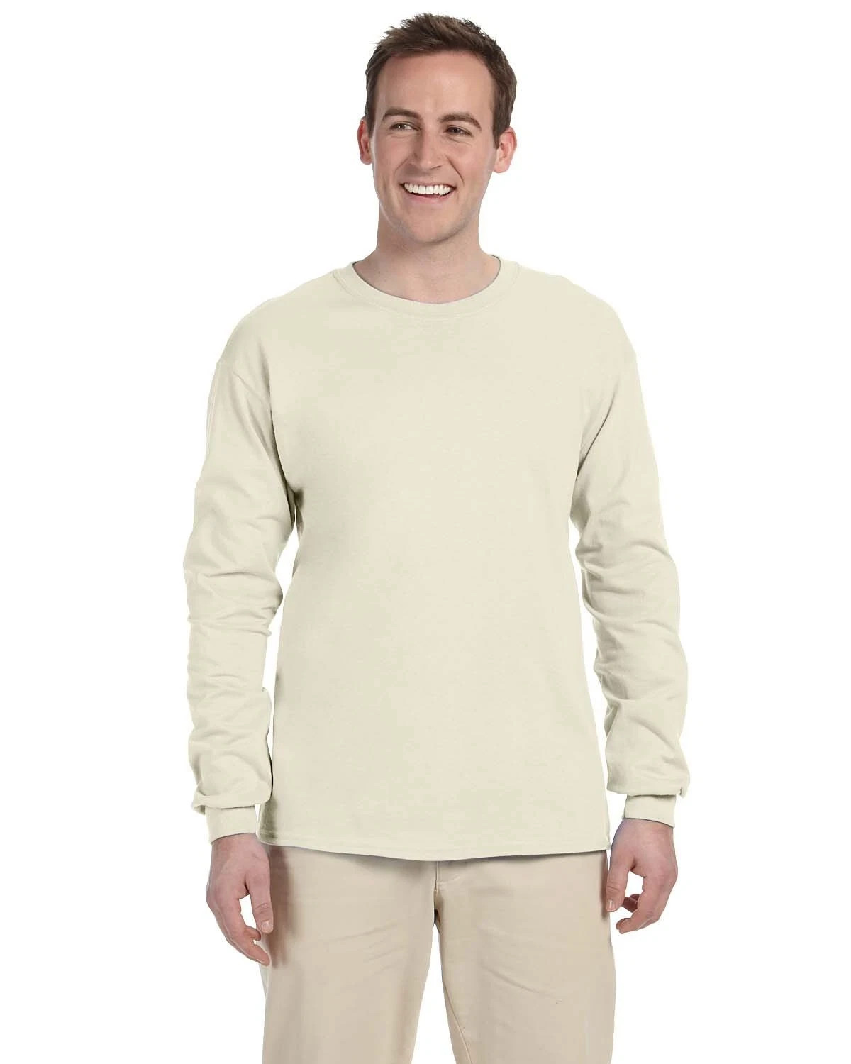 Gildan G240 Men’s Ultra Preshrunk Cotton Crew Neck Long Sleeve Tee Top T-Shirt