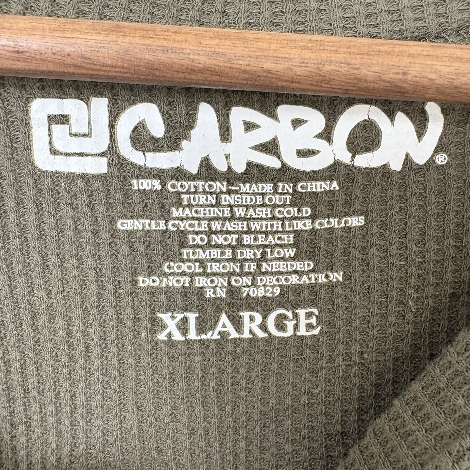 Carbon Men’s XL Y2K Winged Up Long-Sleeve Thermal Shirt Green Grunge Skater Punk