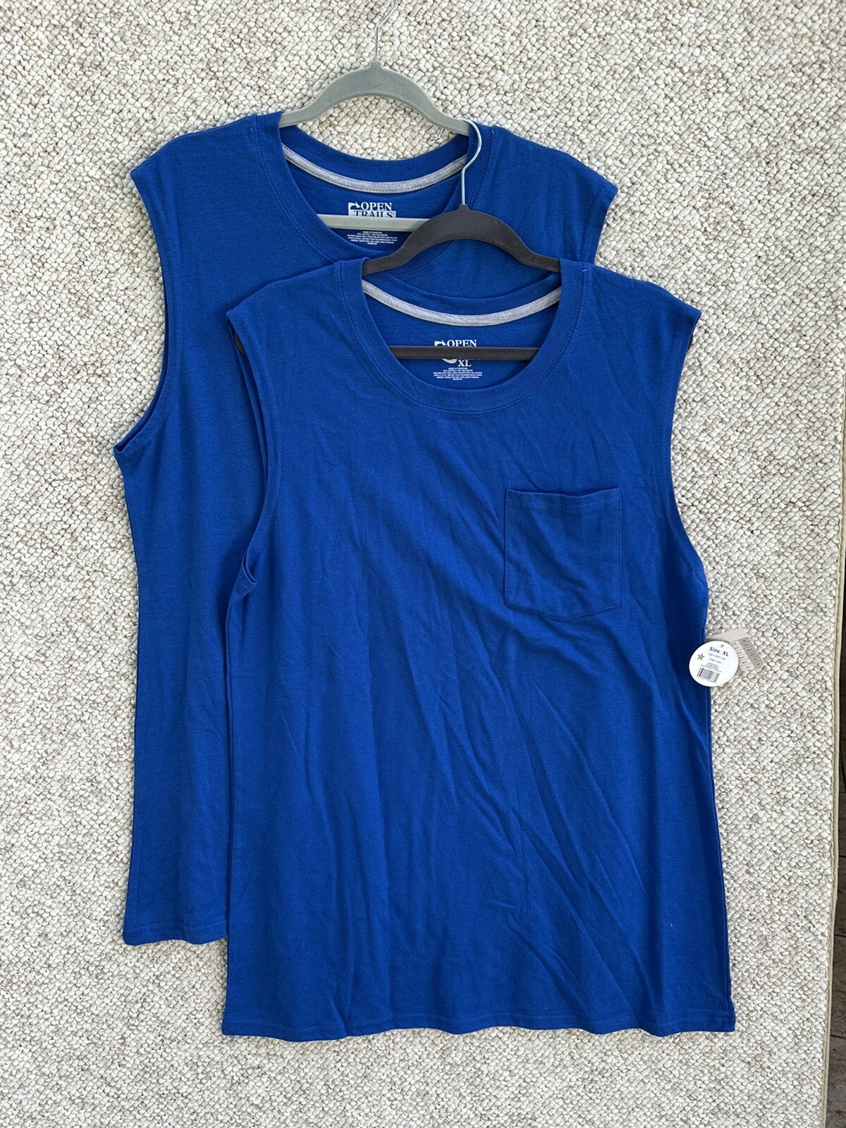 Blank Shirts Mens Blue Open Trails Blue Sleeveless T-Shirts Customizable