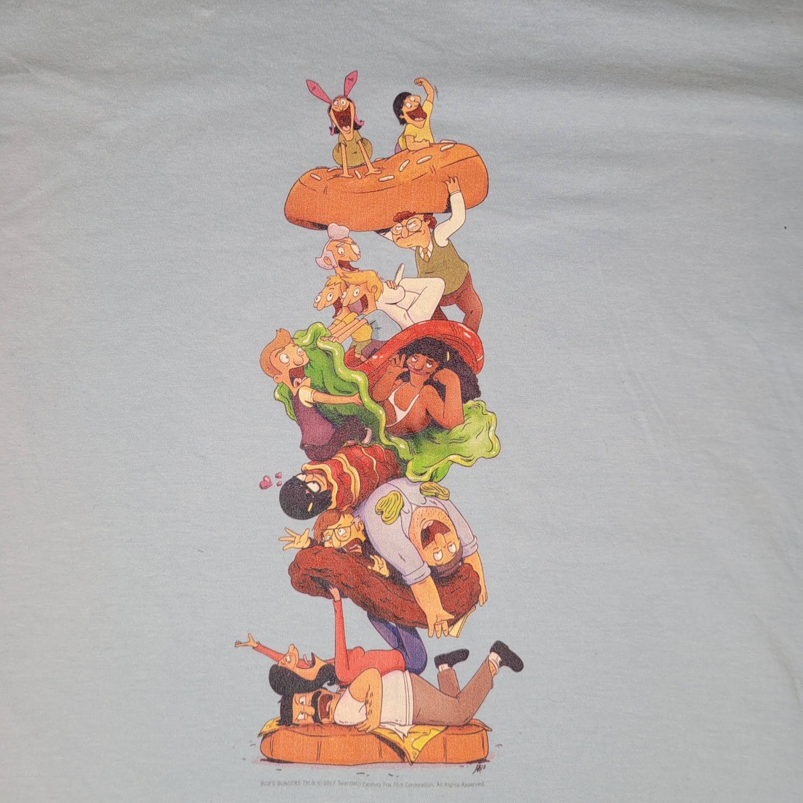 Port & Company Bob’s Burgers Graphic T-Shirt Mens L Blue Character Stack 2017