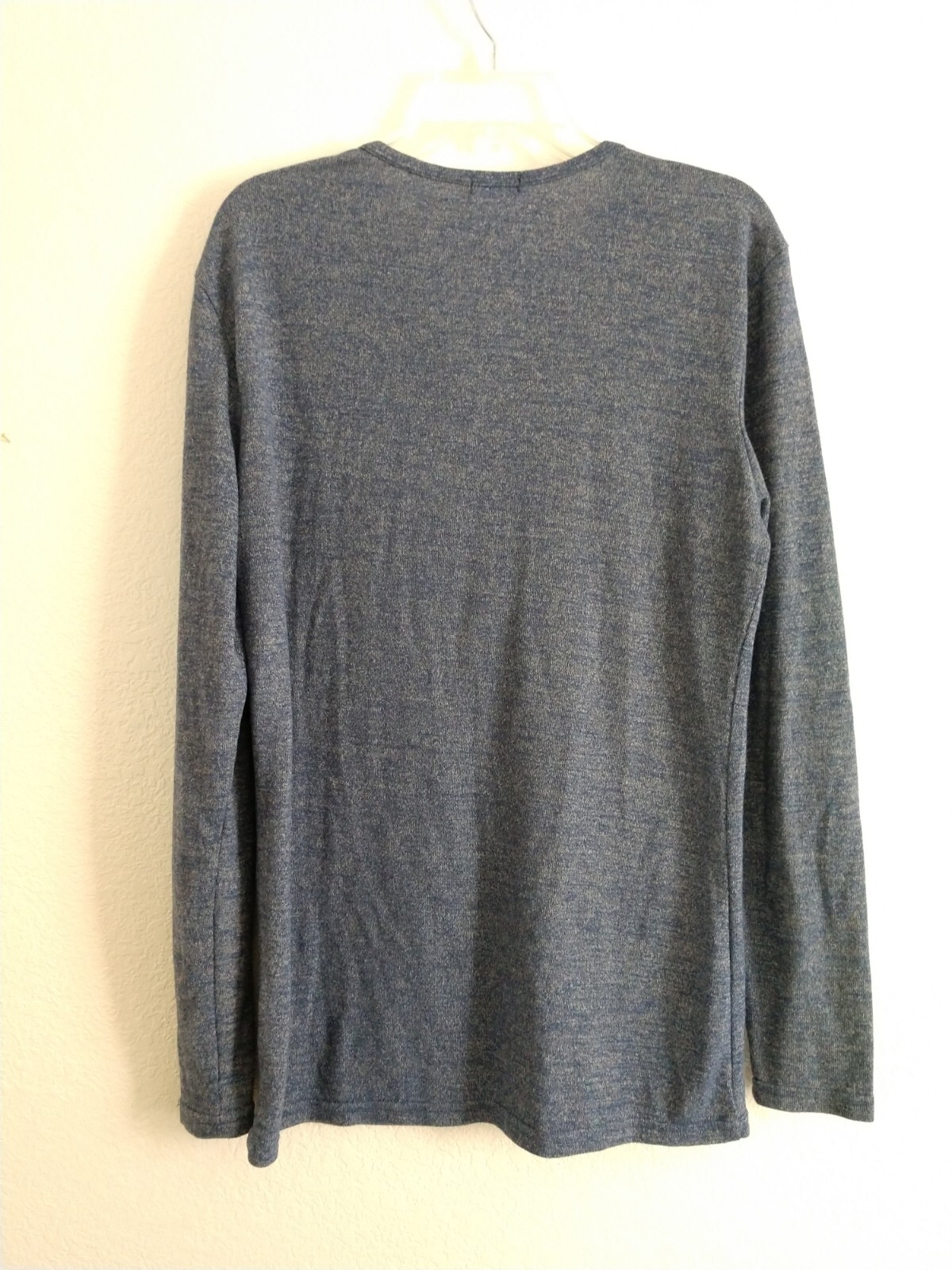 Coofandy Henley Shirt Blue Heathered Long Sleeve Men’s Size Small Chest 36″