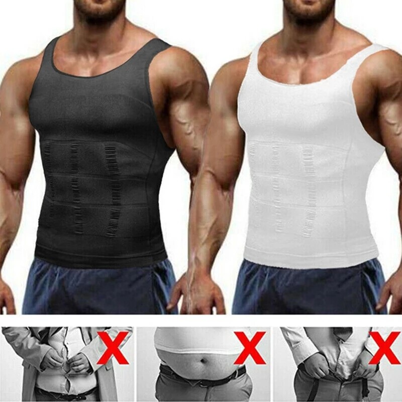 Men Slimming Body Shaper Vest Gynecomastia Compression Shirts Tummy Control Tops